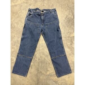 Carhartt Double Knee Front Utility Jeans Mens 42x30 Blue Rugged Flex Relaxed Fit
